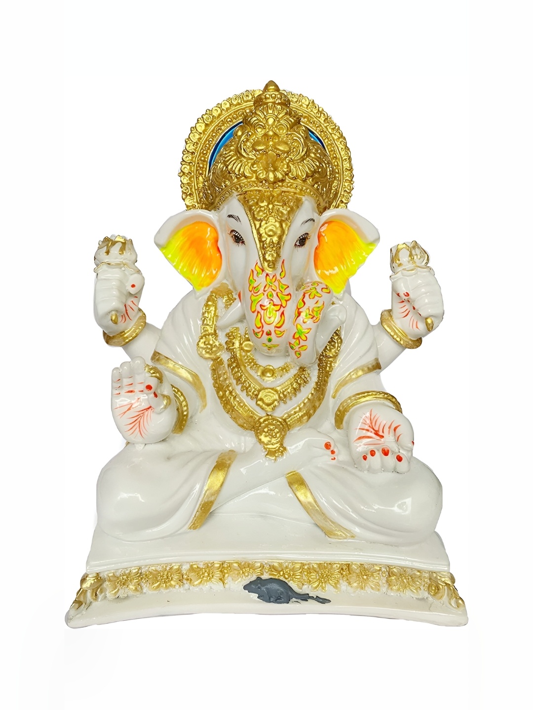 

krishnagallery1 White & Gold toned Polyresin Religious Idol Showpiece