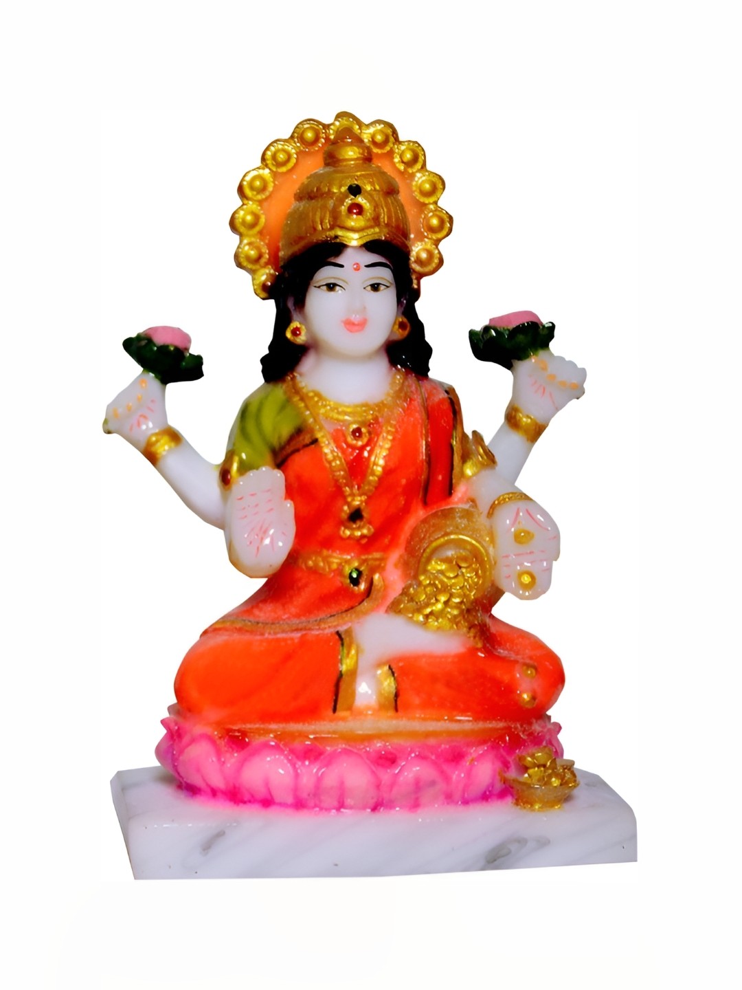 

krishnagallery1 Orange & White Laxmi Marble Showpiece