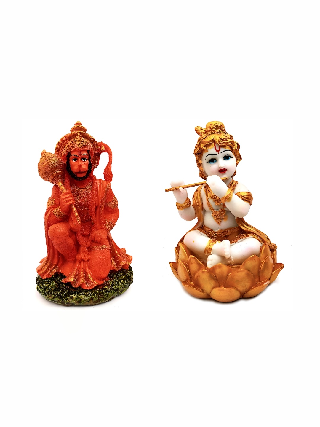 

krishnagallery1 Orange & Gold Toned Religious Small Idol Showpiece