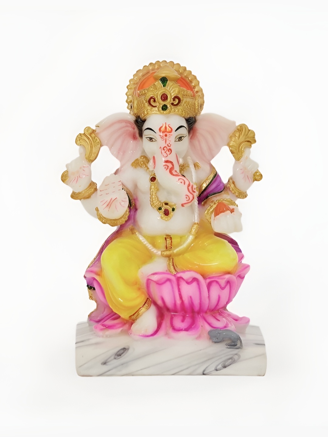 

krishnagallery1 White & Gold-Tone Religious Marble Idol Showpiece