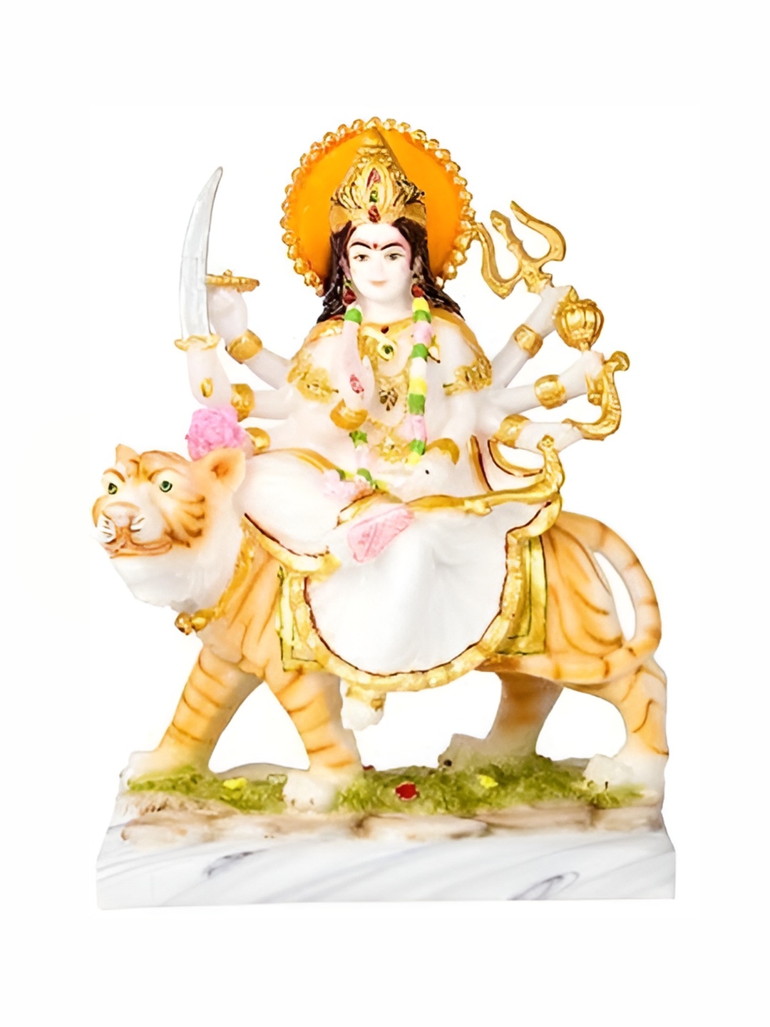 

krishnagallery1 White & Gold Toned Religious Marble Showpiece