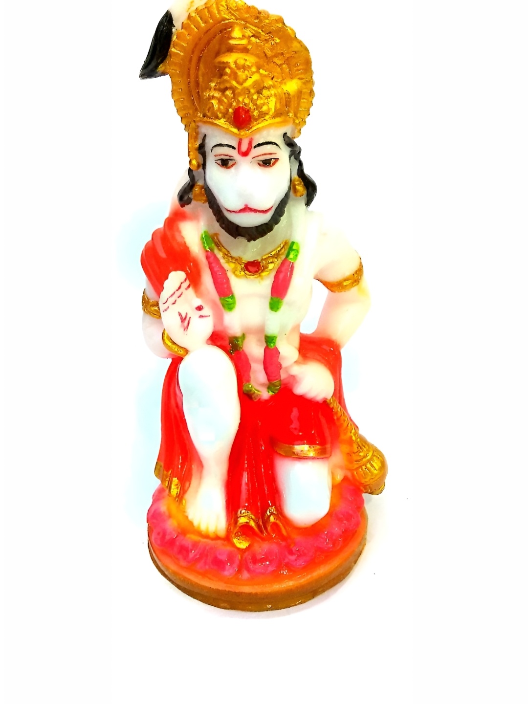 

krishnagallery1 Gold-Toned & Orange Marble Religious Idol Showpiece