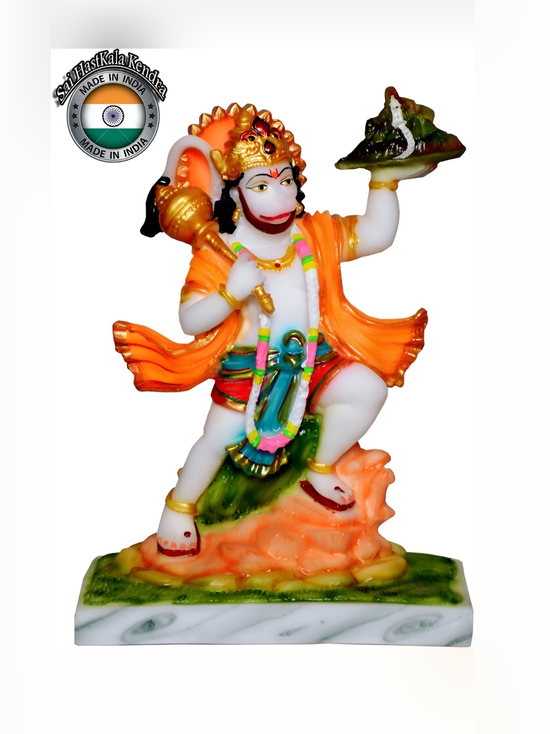 

krishnagallery1 White & Orange Marble Religious Idol Showpiece