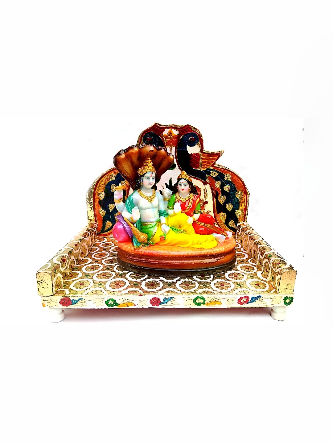 

krishnagallery1 YelloW & Red Lord Vishu & Laxmi Showpiece