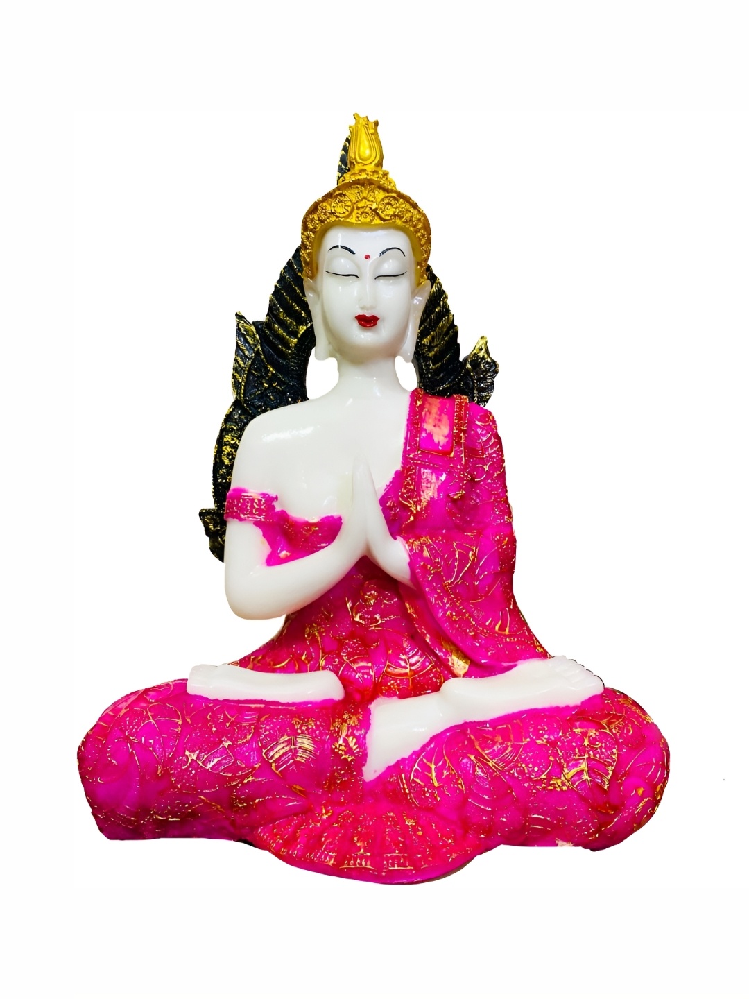 

krishnagallery1 White & Pinkn Buddha Idol Showpiece