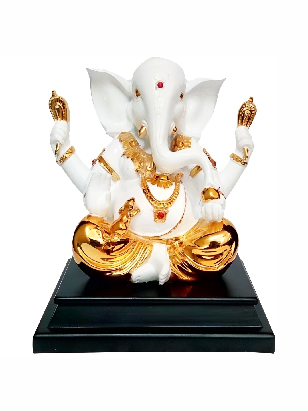 

krishnagallery1 White & Gold toned Ganesha Showpiece