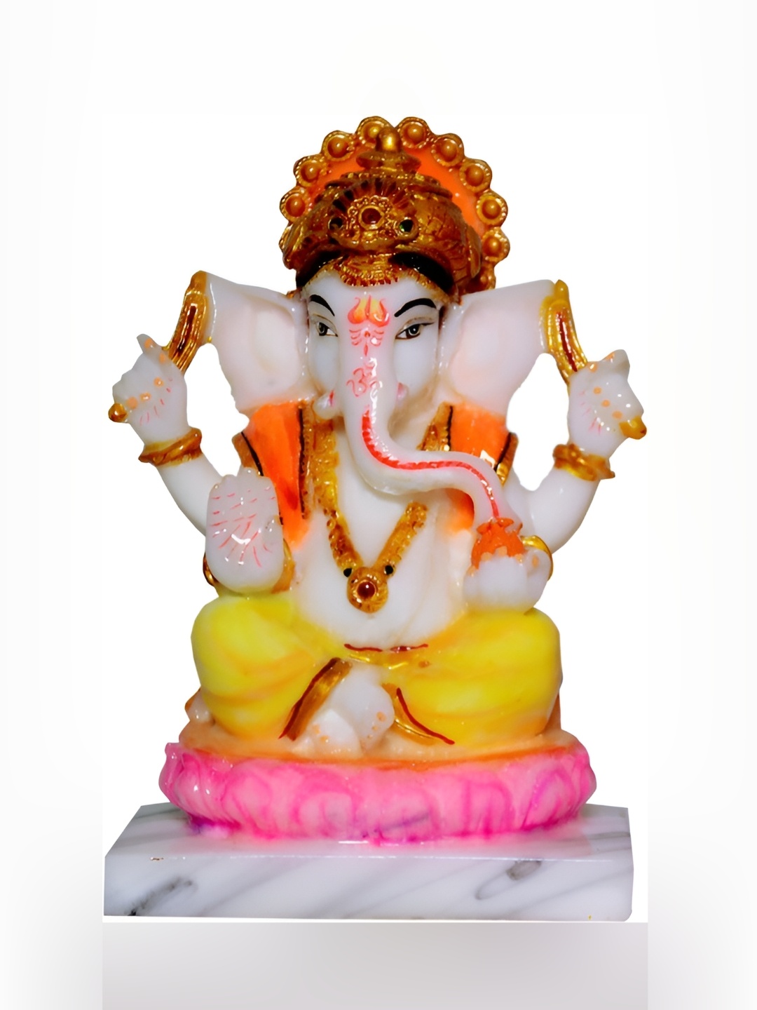 

krishnagallery1 White & Orange Marble Idol Showpiece