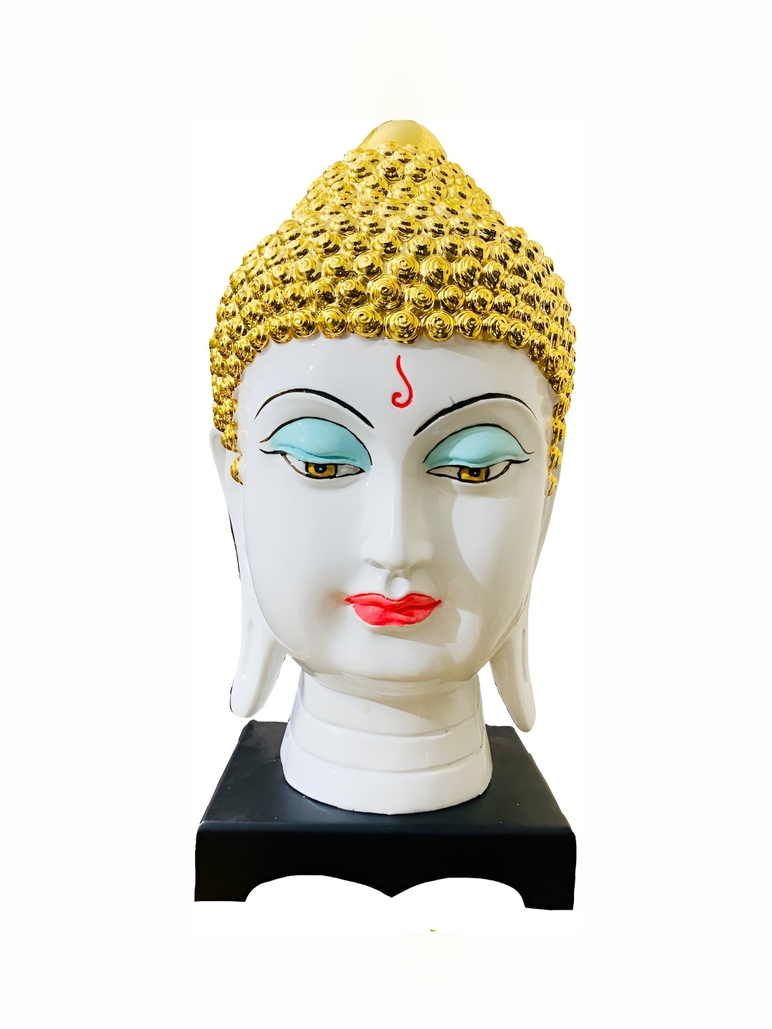 

krishnagallery1 White and GoldToned Buddha Idol Showpiece