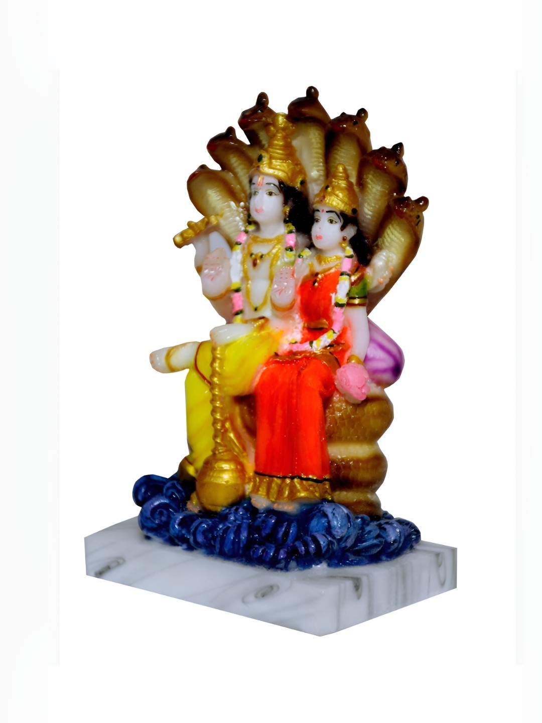 

krishnagallery1 Gold Toned & White Religious Marble Showpiece