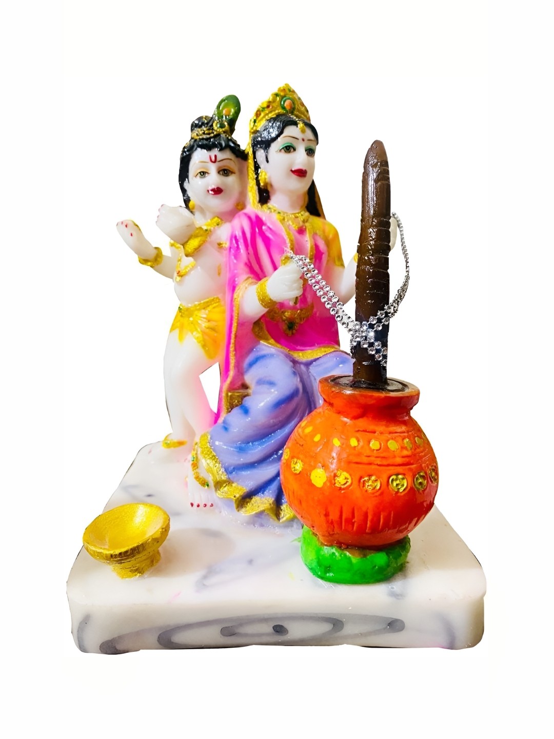 

krishnagallery1 White & Pink Religious Idol Showpiece