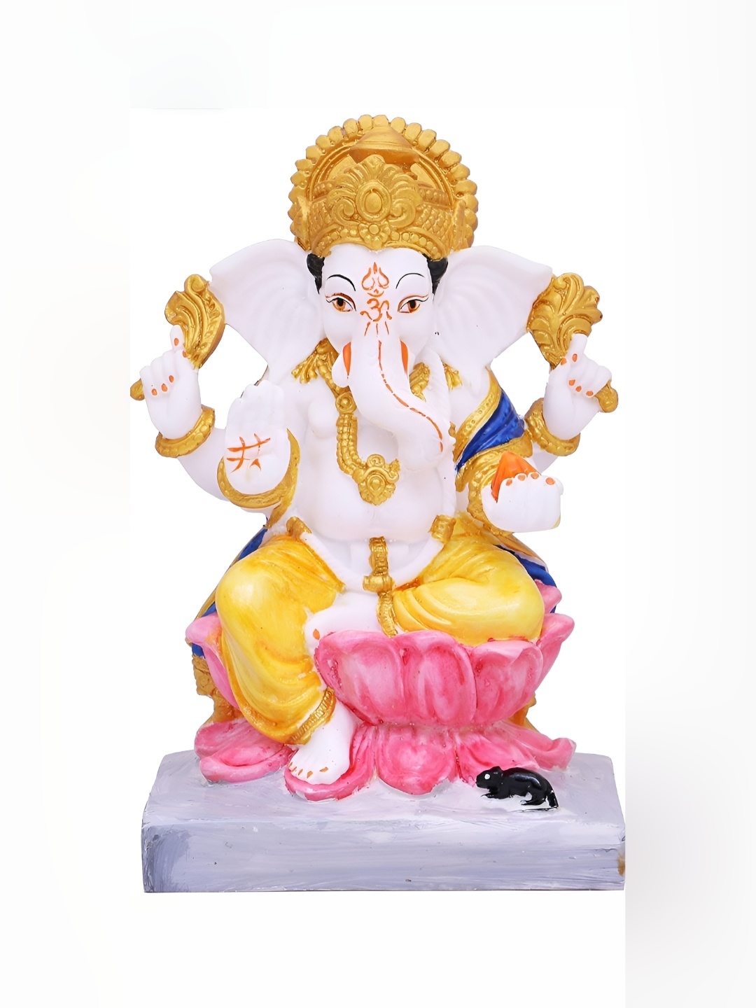 

krishnagallery1 White & Gold Toned Religious Marble Showpiece