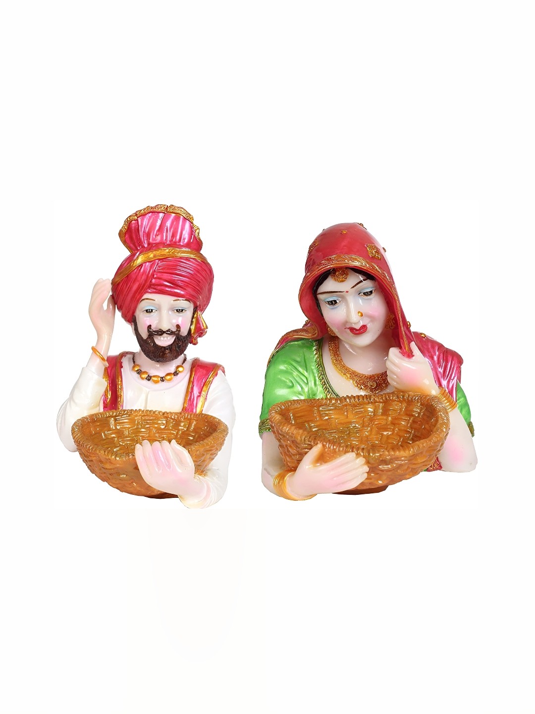 

krishnagallery1 White & Red 2 Pieces Marble Fengshui Showpiece