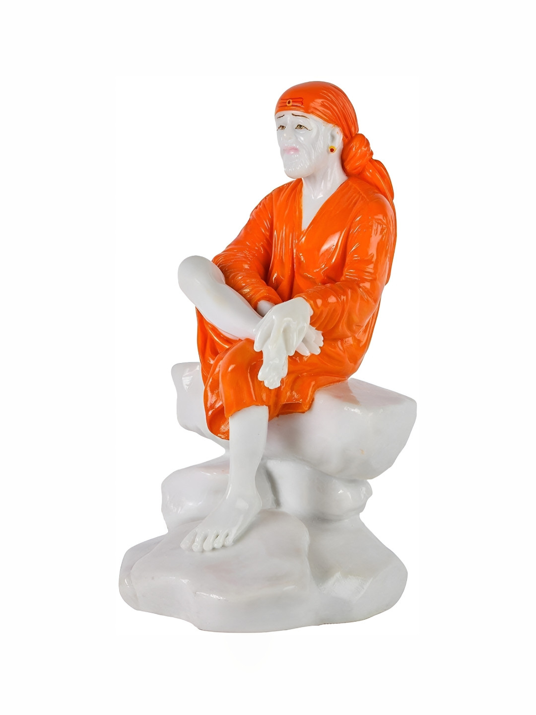 

krishnagallery1 White & Orange Religious Marble Showpiece
