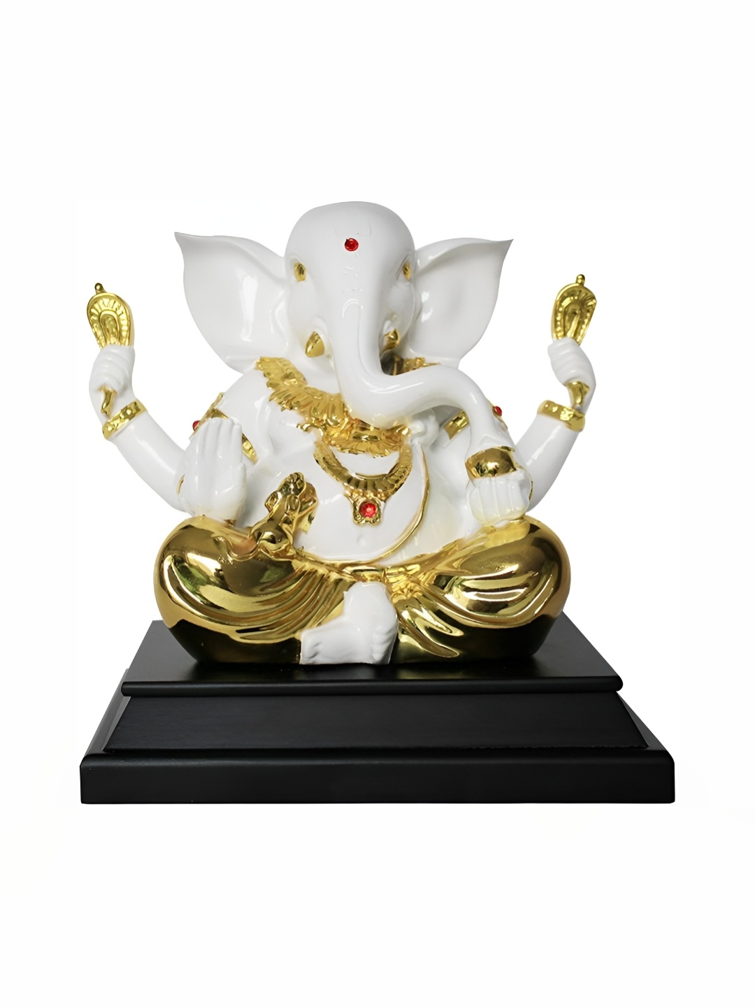 

krishnagallery1 White & Gold Toned Religious Metal Idol Showpiece
