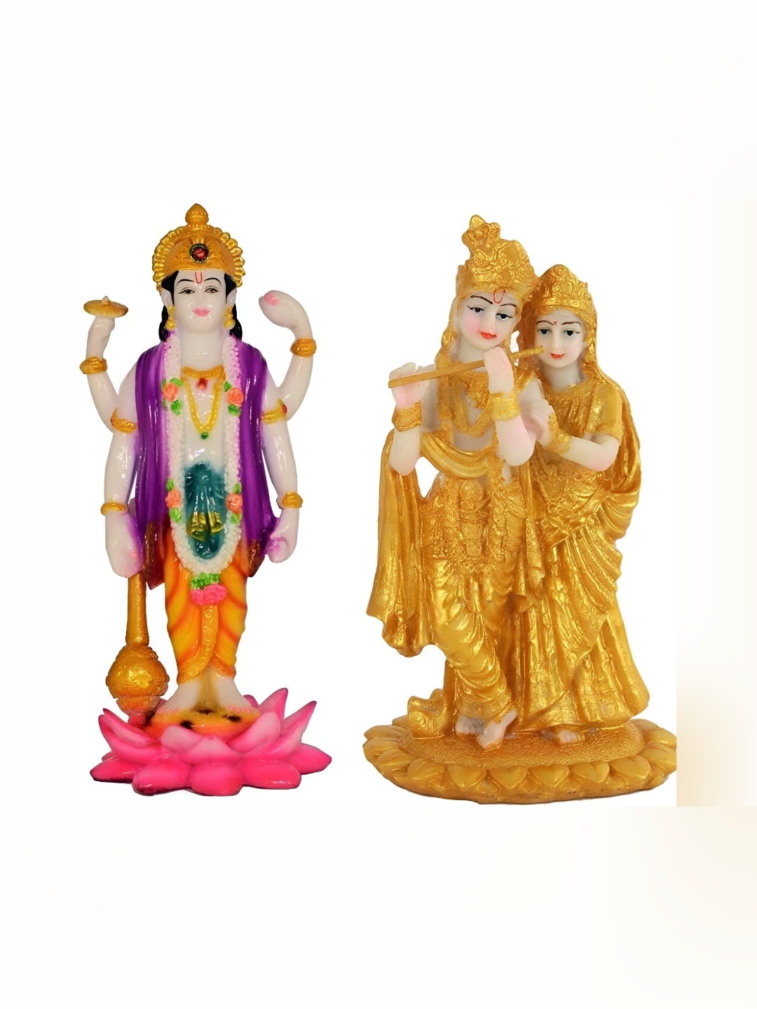 

krishnagallery1 Gold-Toned & Orange 2 Pieces Small Religious Showpieces