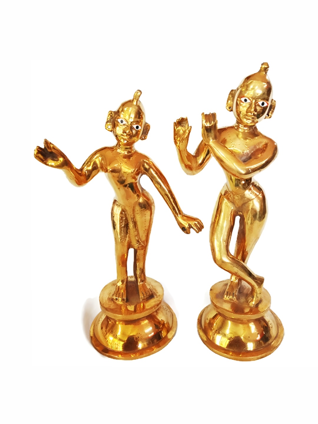 

krishnagallery1 Gold toned 2 Pcs Religious Brass Showpiece