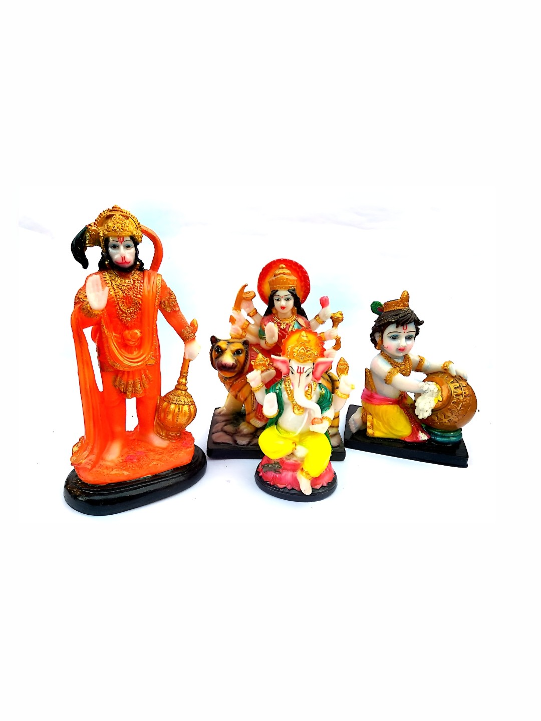 

krishnagallery1 White & Orange 4 Pieces Religious Showpiece