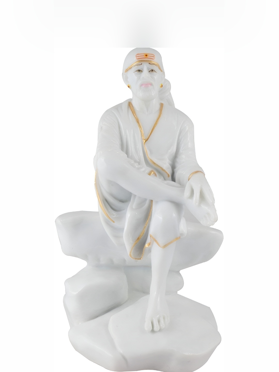 

krishnagallery1 White & Gold Toned Lord Sai Baba Religious Idol Showpiece