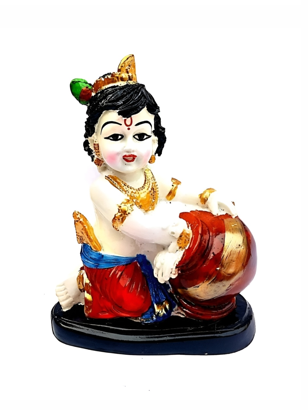 

krishnagallery1 White & Red Lord Krishna Religious Idol Showpiece