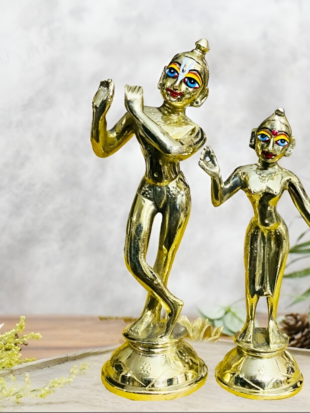 

krishnagallery1 Gold-Toned 2 Pieces Brass Small Religious Showpiece