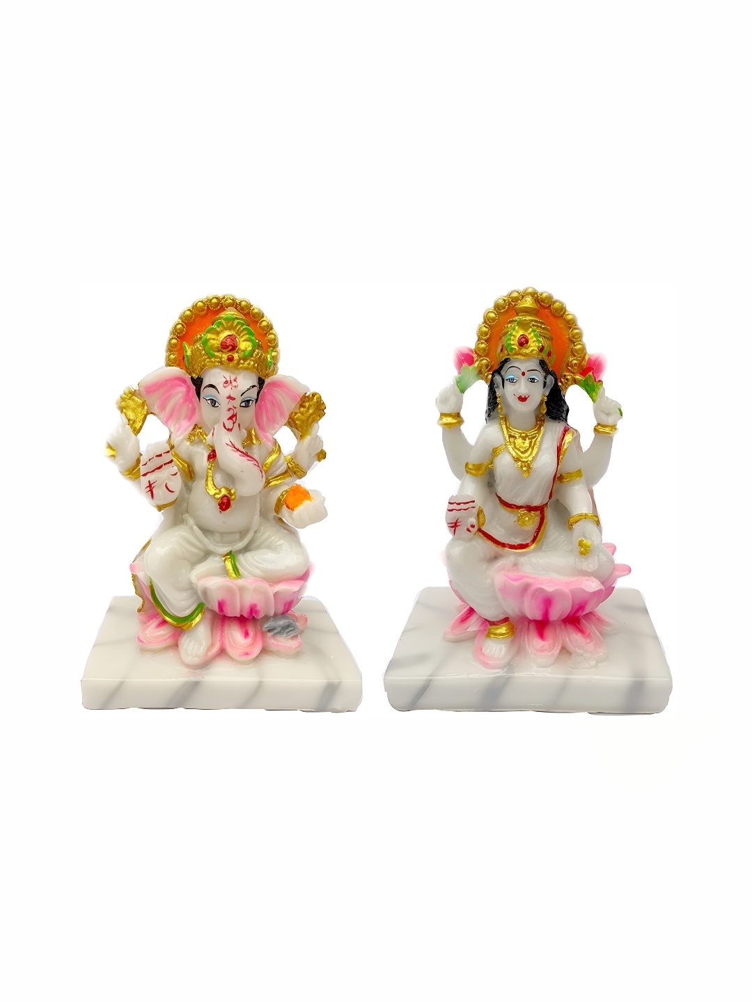 

krishnagallery1 White & Gold Toned 2 Pieces Religious Idol Showpiece