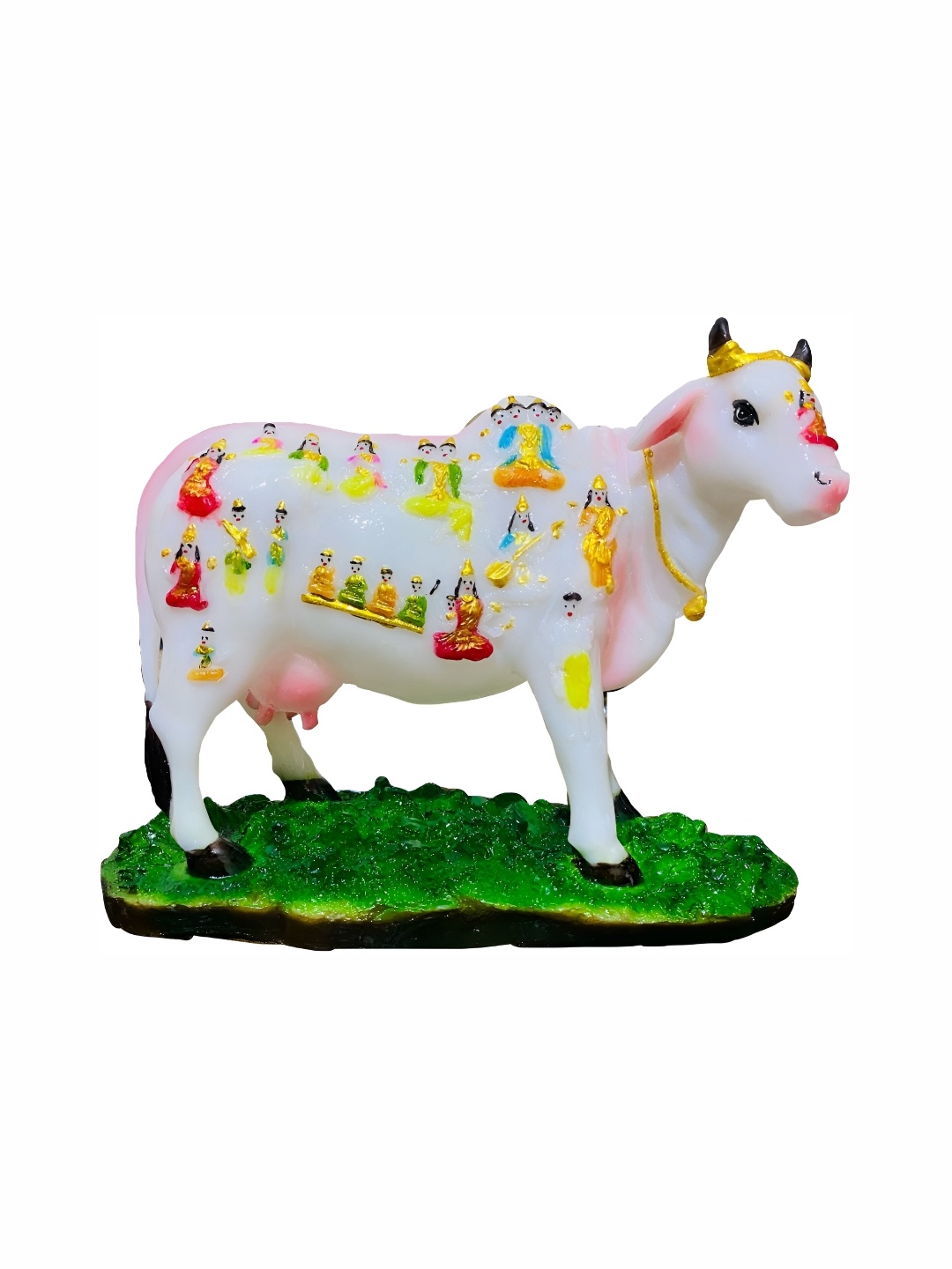 

krishnagallery1 White & Green Kamdhenu Idol Marble Showpiece