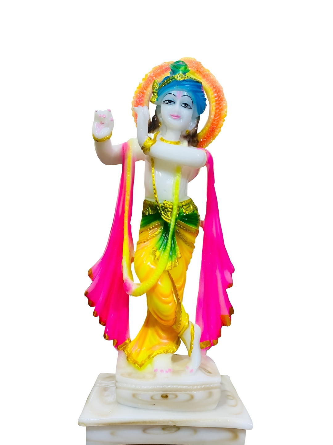 

krishnagallery1 White & Pink Lord Krishna Religious Idol Showpiece