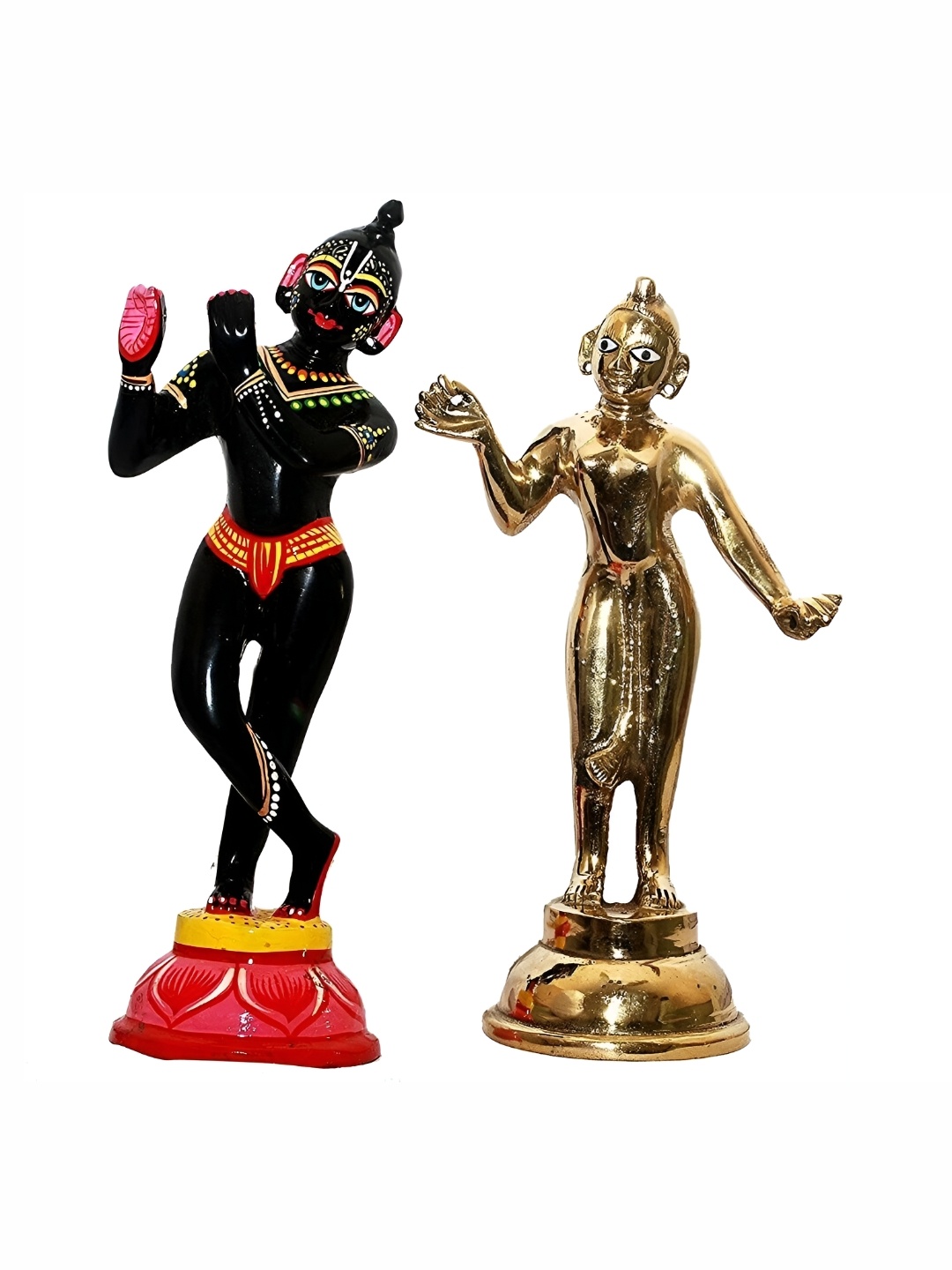 

krishnagallery1 Gold Toned Black 2 Pieces Religious Idol Marble Showpiece