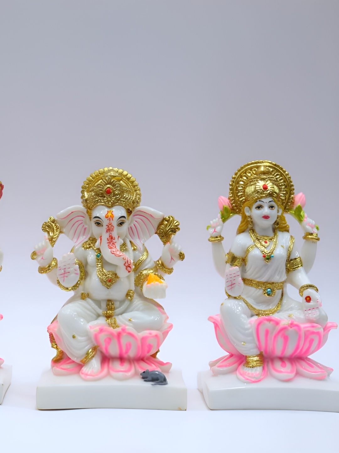 

krishnagallery1 White & Gold Toned 2 Pieces Religious marble Idol Showpiece