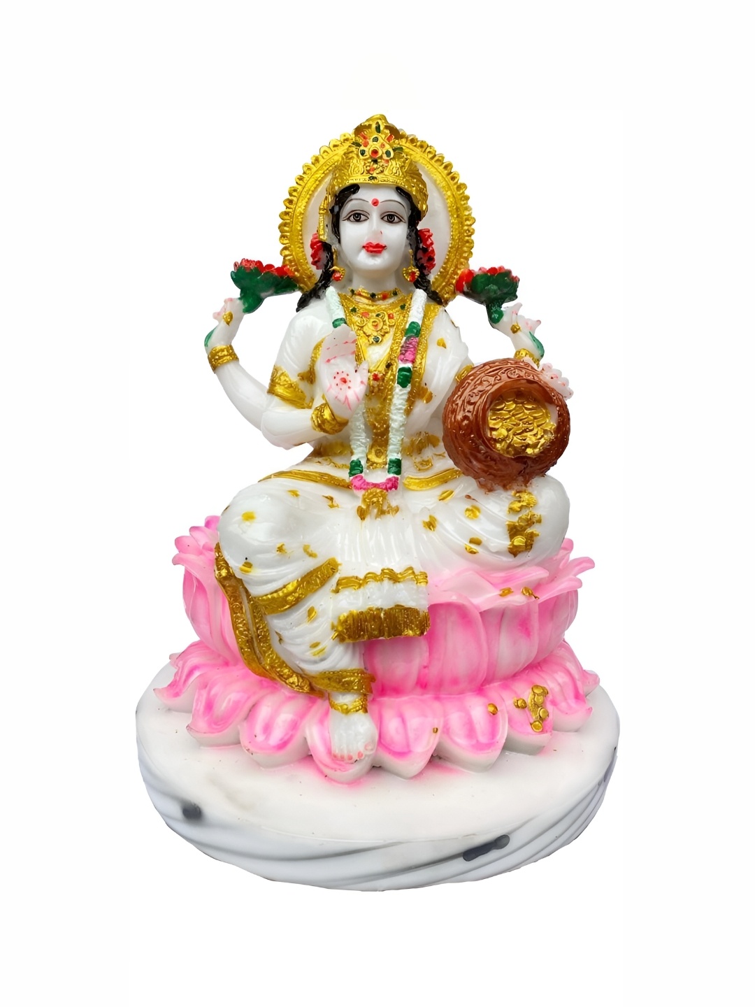 

krishnagallery1 White & Gold Toned Marble Religious Small Idol Showpiece