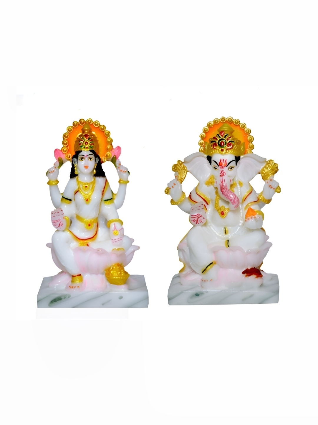 

krishnagallery1 White Marble Lakshmi Ganapati Showpiece