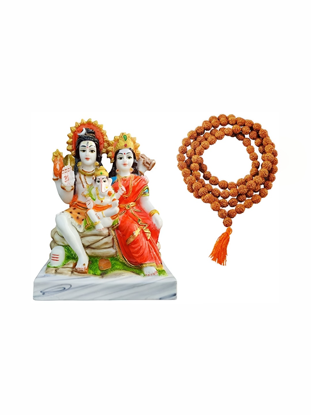 

krishnagallery1 White & Orange Religious Marble Showpiece