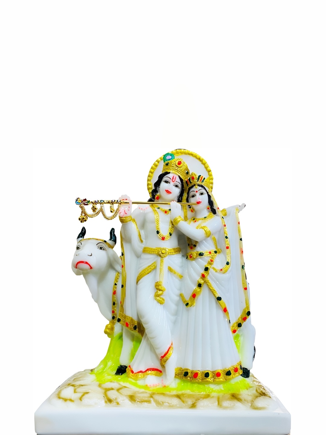 

krishnagallery1 White & Gold-Toned Marble Religious Small Showpiece