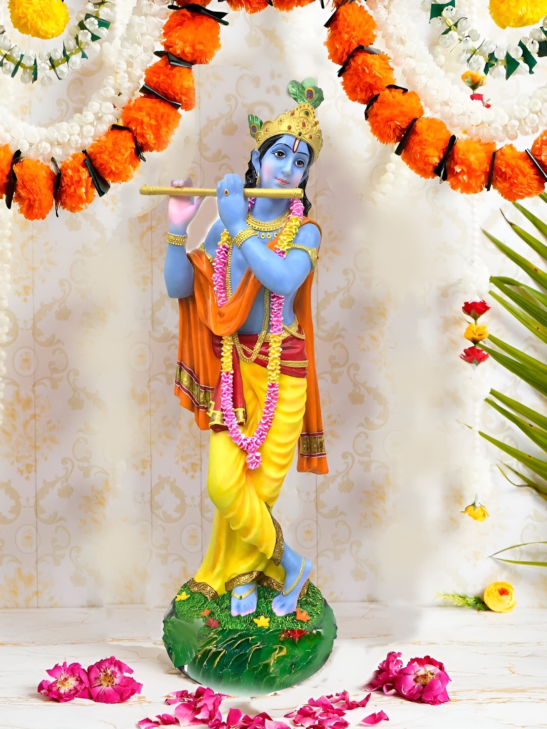 

krishnagallery1 Blue & Yellow Marble Religious Idol Showpiece