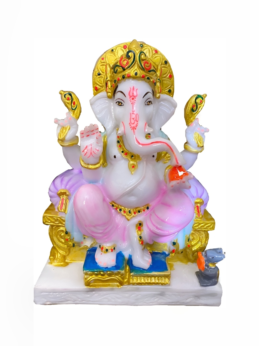 

krishnagallery1 White & Gold Toned Ganesha Showpiece