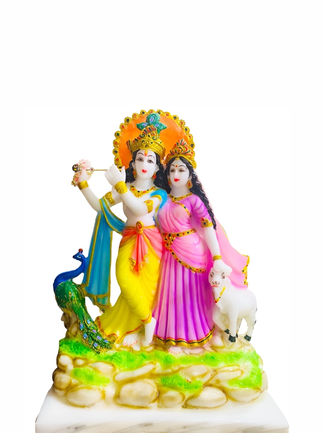 

krishnagallery1 White & Pink Radha Krishna Religious Idol Showpiece