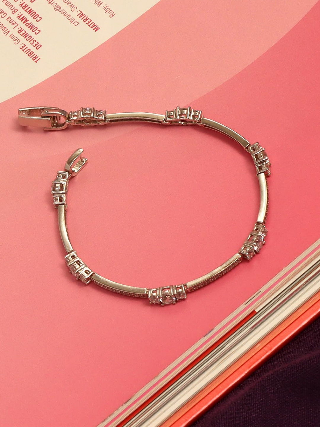 

LeCalla Sterling Silver Cubic Zirconia Rhodium-Plated Wraparound Bracelet