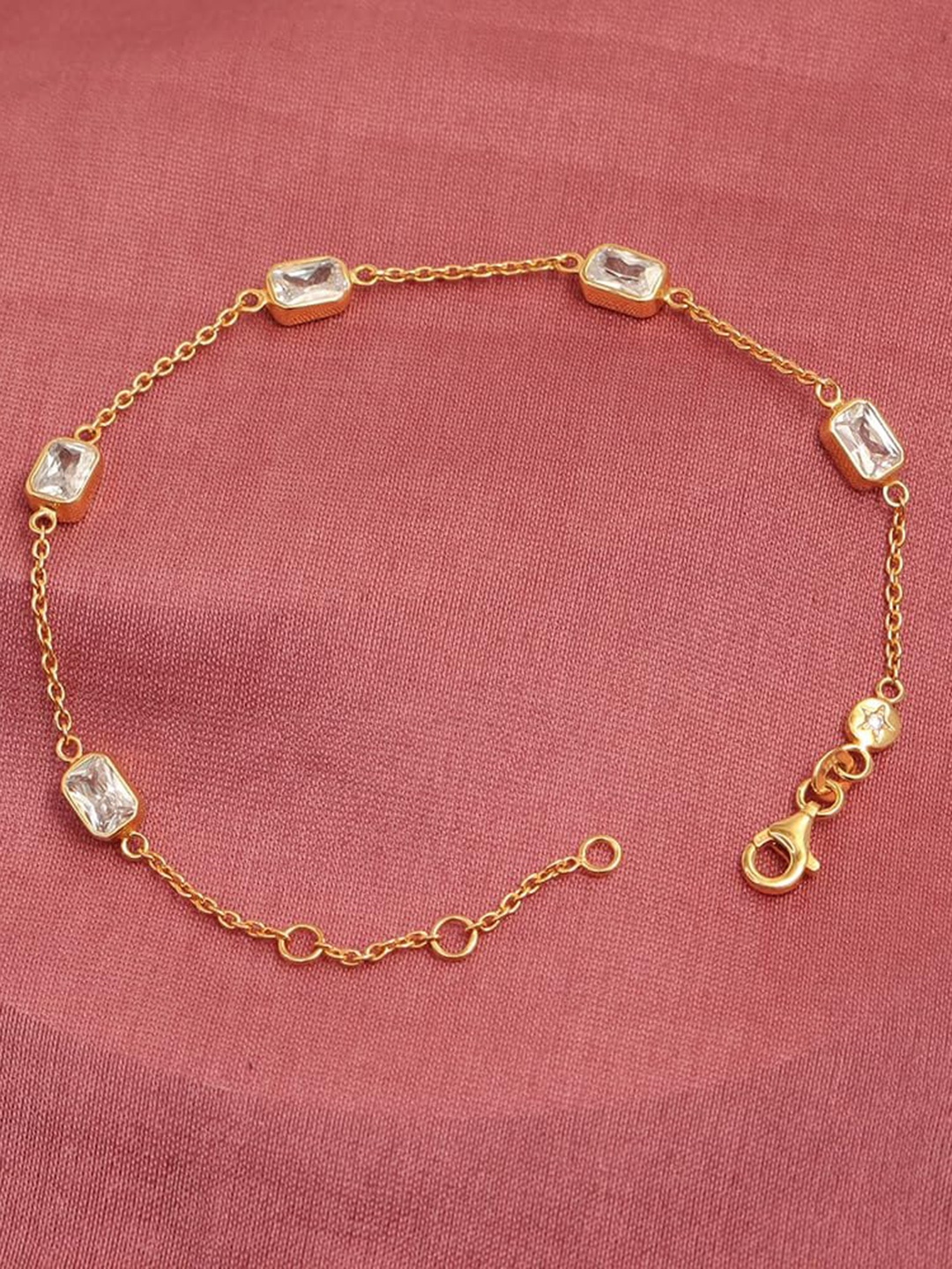 

LeCalla Sterling Silver Cubic Zirconia Gold-Plated Link Bracelet