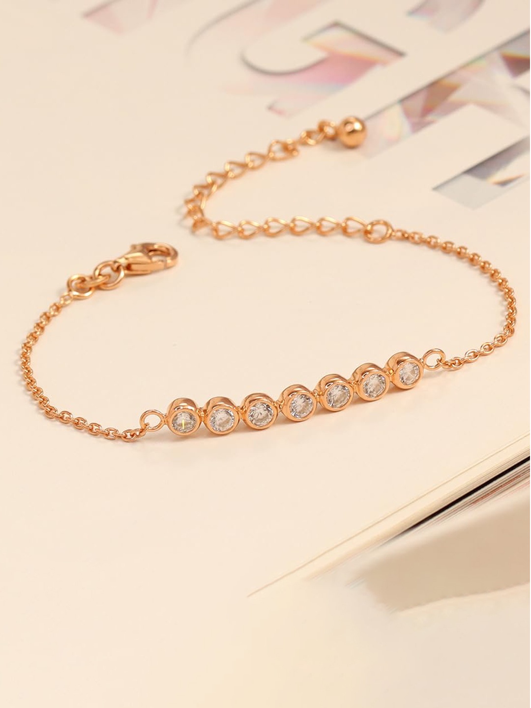 

LeCalla Sterling Silver Cubic Zirconia Rose Gold-Plated Link Bracelet