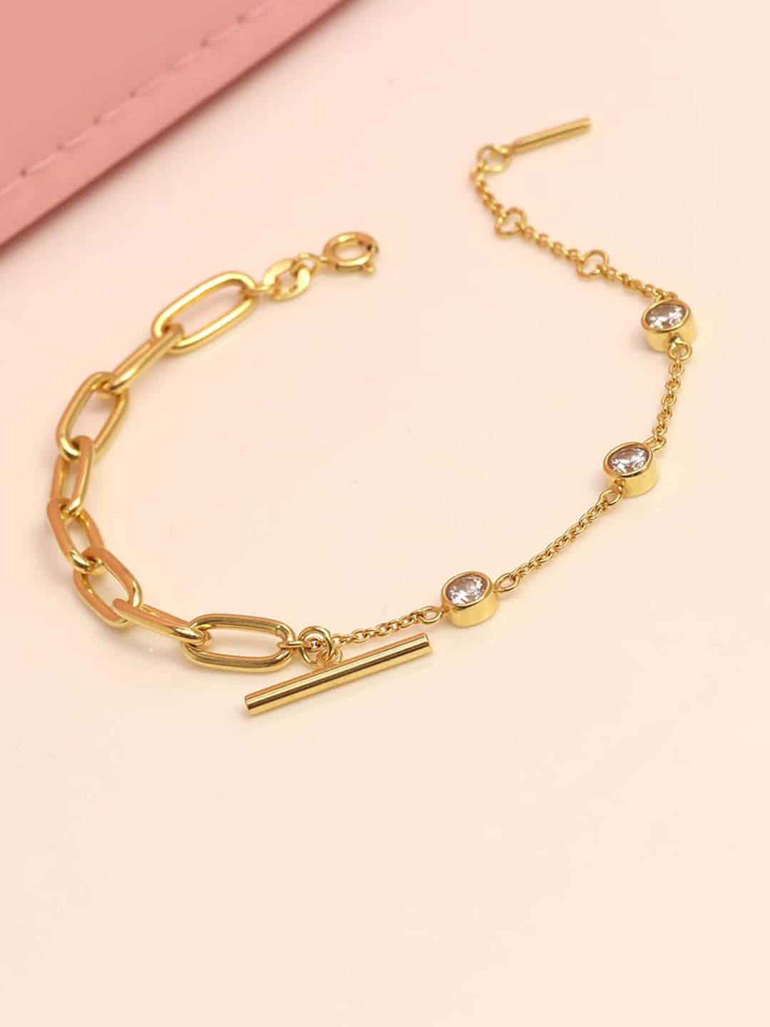 

LeCalla Sterling Silver Cubic Zirconia Gold-Plated Link Bracelet