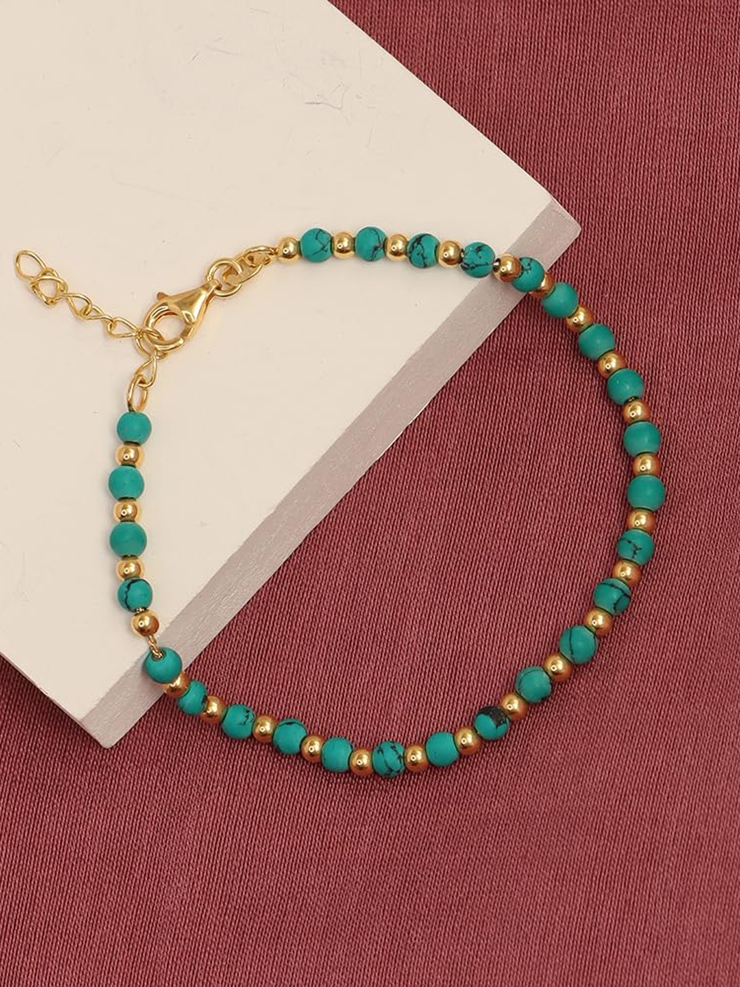 

LeCalla Gold-Plated 925 Sterling Silver Turquoise Link Bracelet