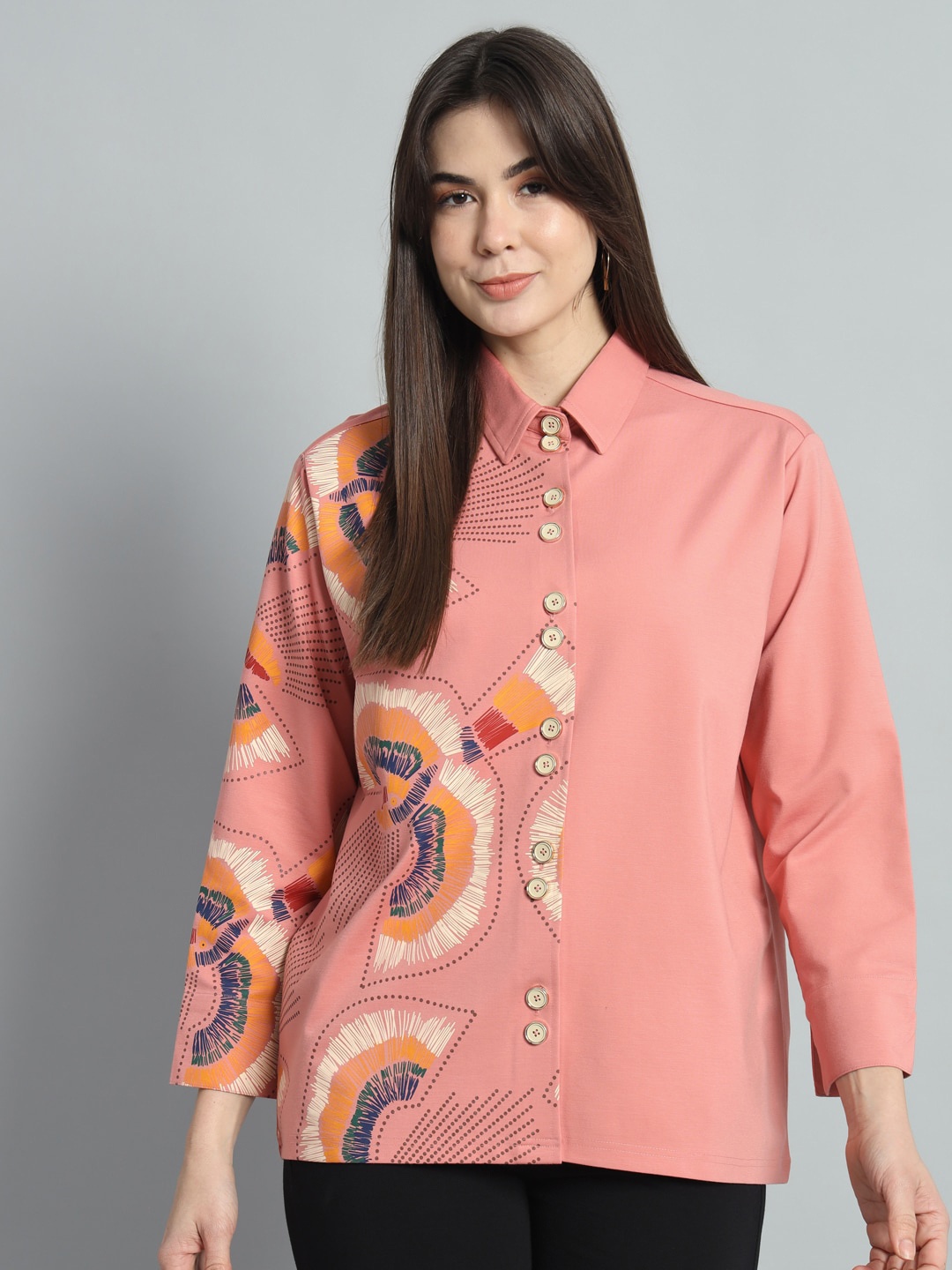 

NEWD Standard Opaque Cotton Casual Shirt, Peach