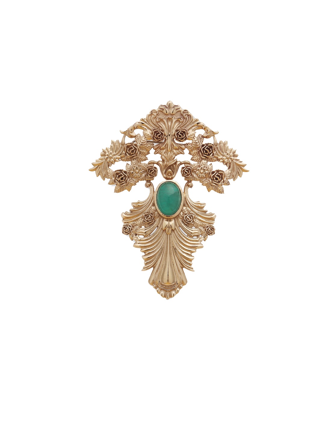 

COSA NOSTRAA Lajawaab Sabz Statement Brooch, Gold