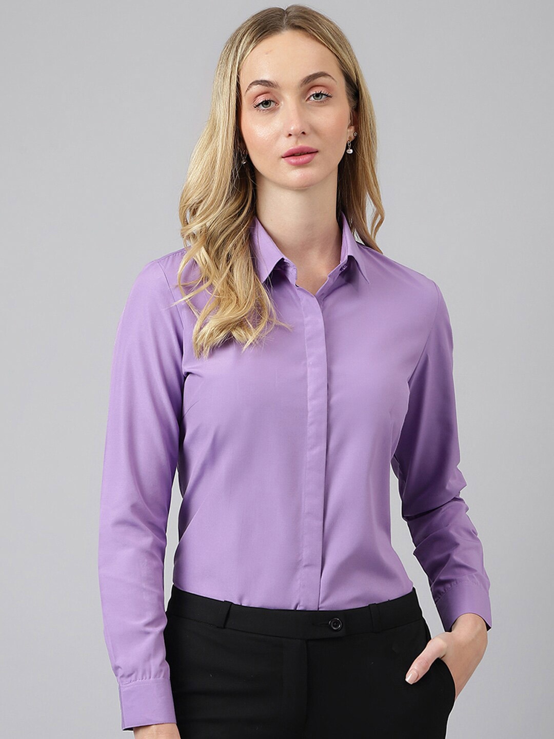 

English Navy Original Long Sleeves Formal Shirt, Purple