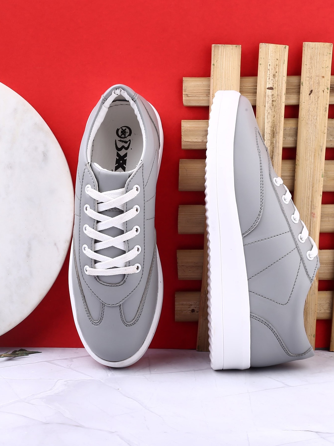 

Bxxy Women Round Toe Lace-Ups Sneakers, Grey