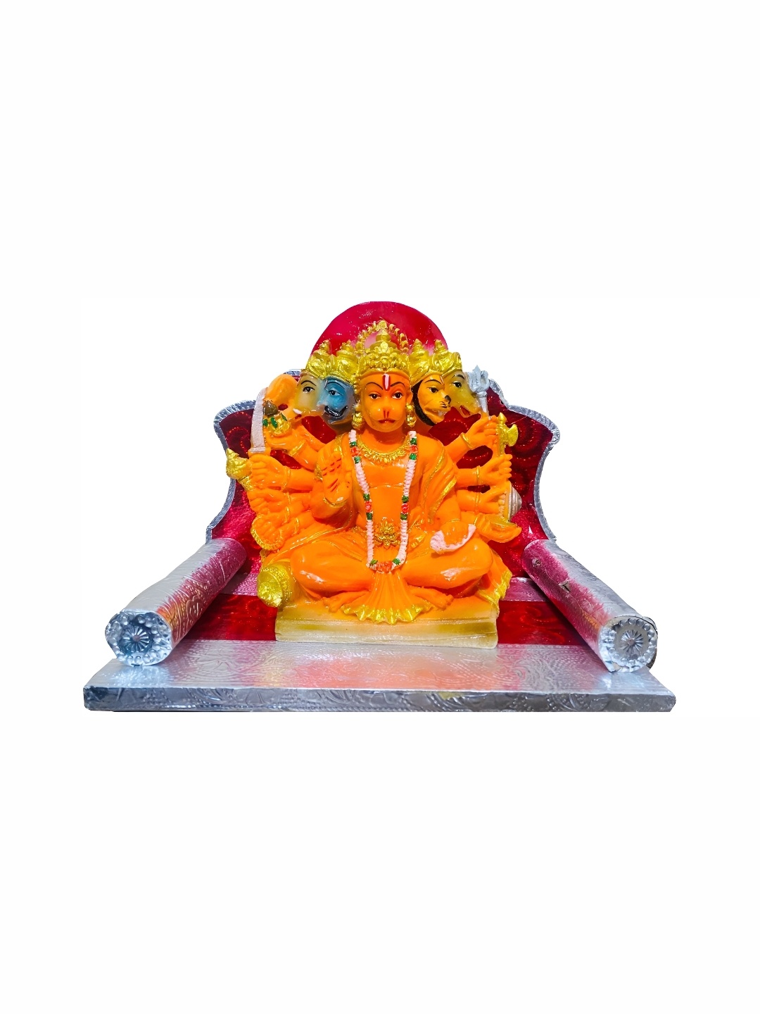 

krishnagallery1 Orange & Gold Toned Panchmukhi Hanuman Showpiece