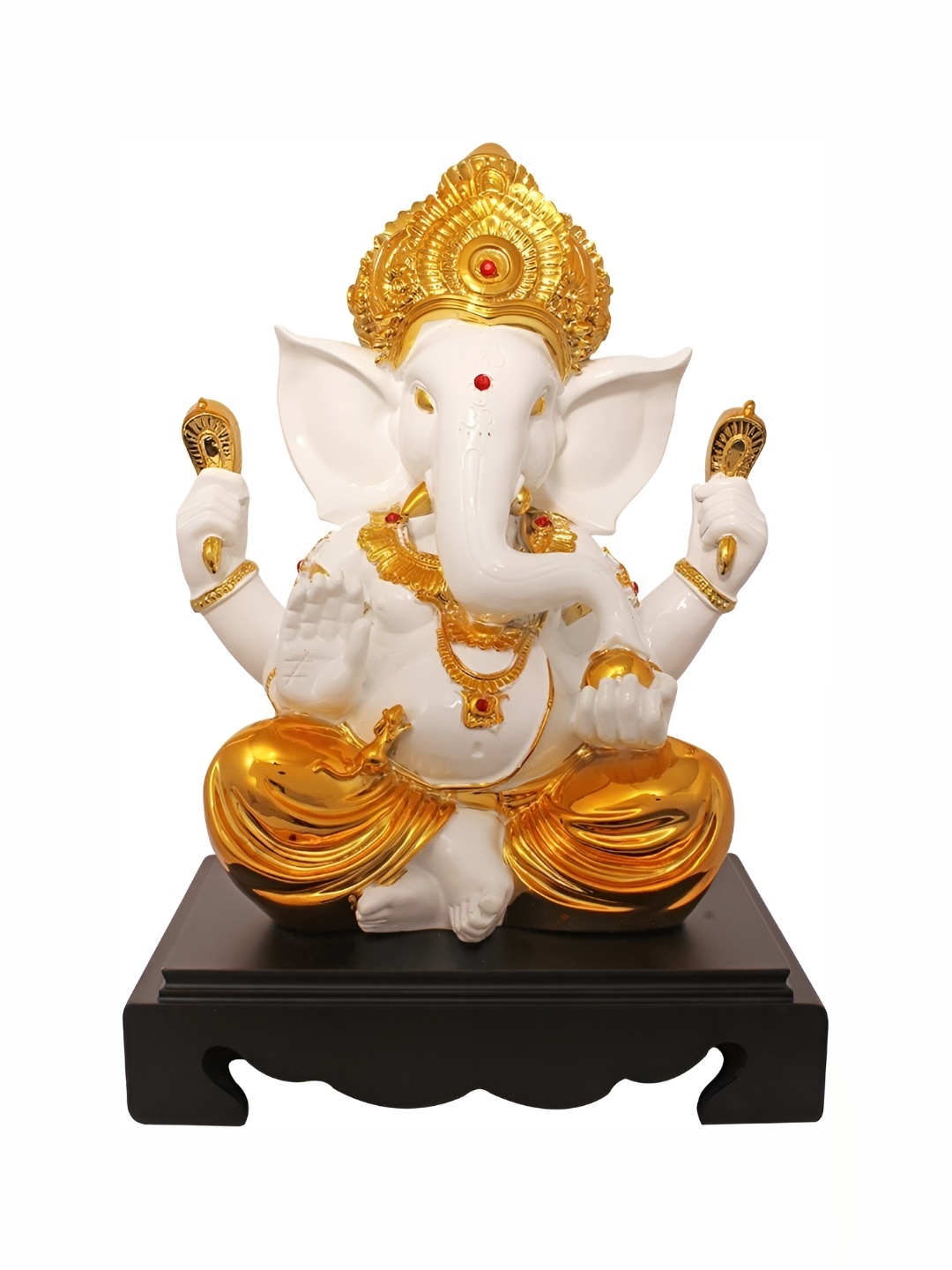 

krishnagallery1 Gold Toned White Ganesha Idol Showpiece