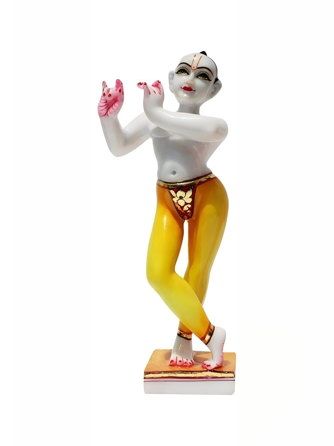 

krishnagallery1 White & Yellow Marble Krishna Showpiece