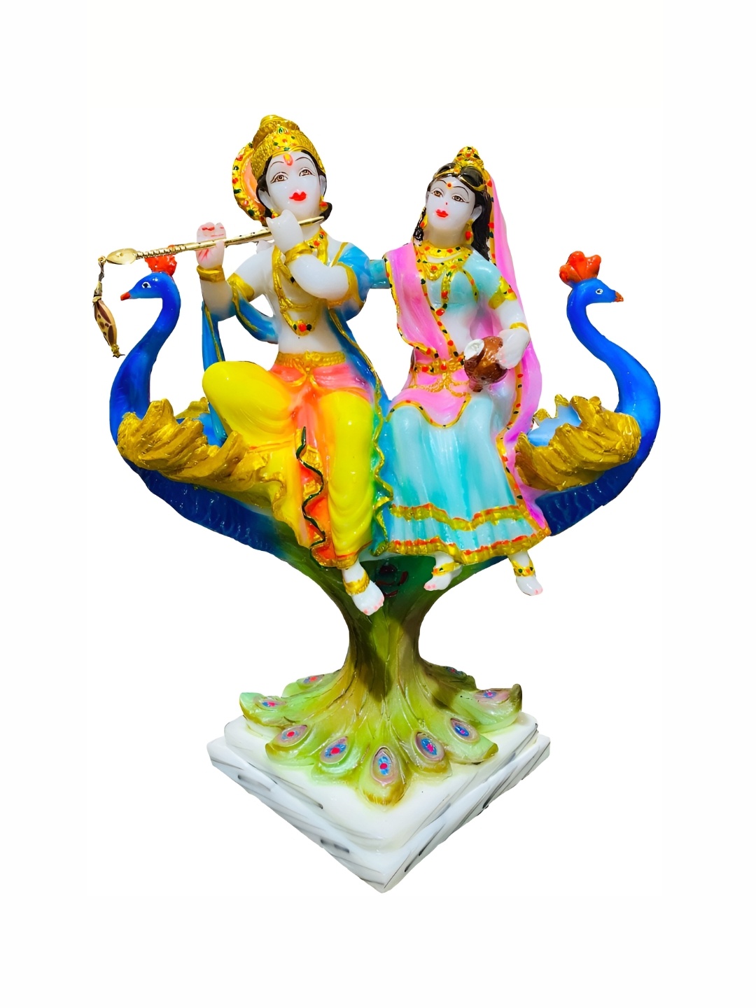 

krishnagallery1 Blue & Gold Toned Marble Religious Idol Showpiece