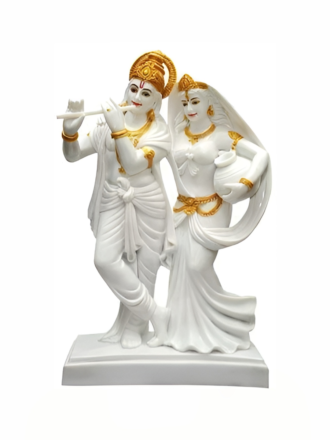 

krishnagallery1 Marble White & Gold-Toned Marble Religious Large Idol Showpiece